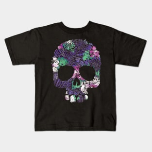 Purple Floral Tropical Skull Kids T-Shirt